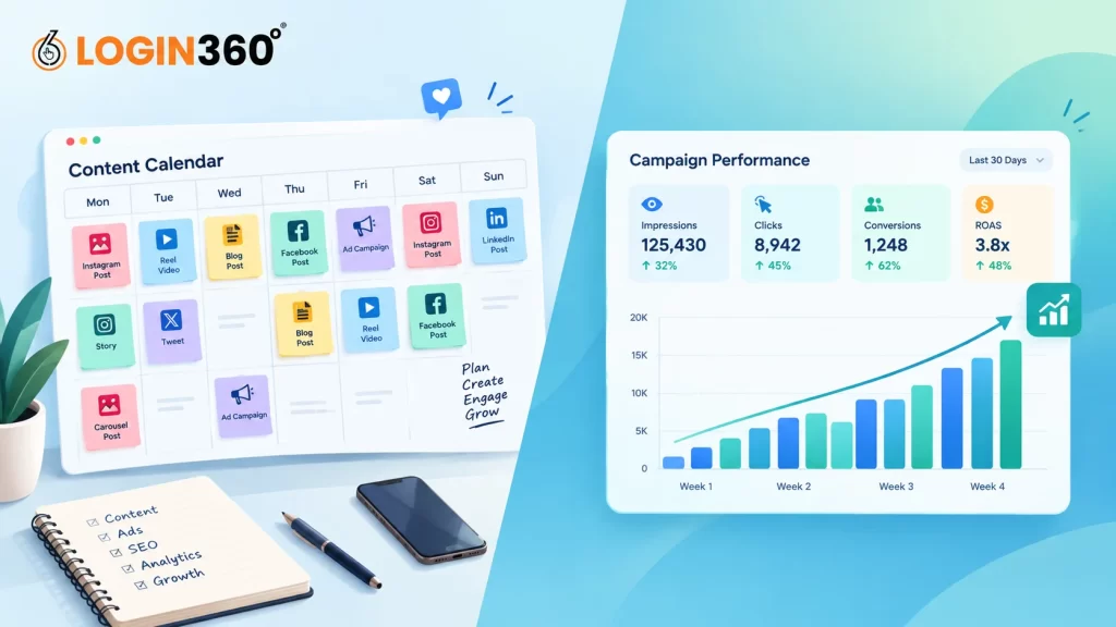 Content calendar and campaign performance dashboard for digital marketing work